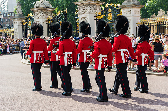 Foot Guards exiting Buckingham Palace