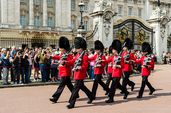 Foot Guards exiting Buckingham Palace